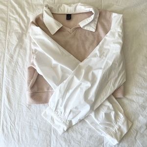 Faux Collar Button Up Sweater
